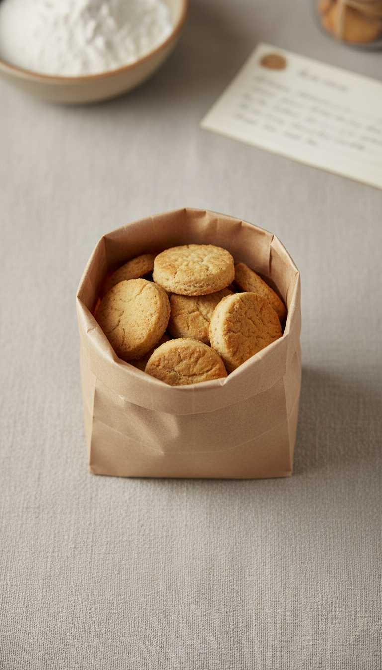 Peanut butter biscuits in kraft bag