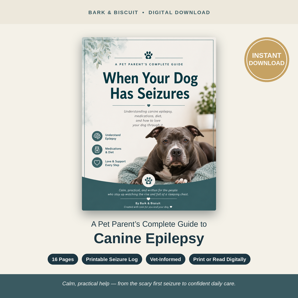 Dog Seizure & Canine Epilepsy Guide | 16-Page eBook + Printable Seizure Tracker