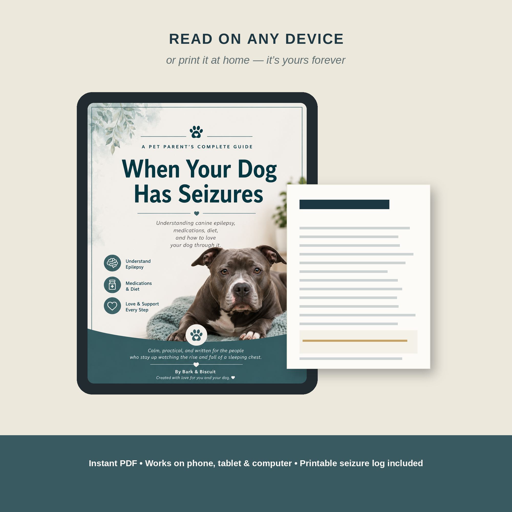 Dog Seizure & Canine Epilepsy Guide | 16-Page eBook + Printable Seizure Tracker